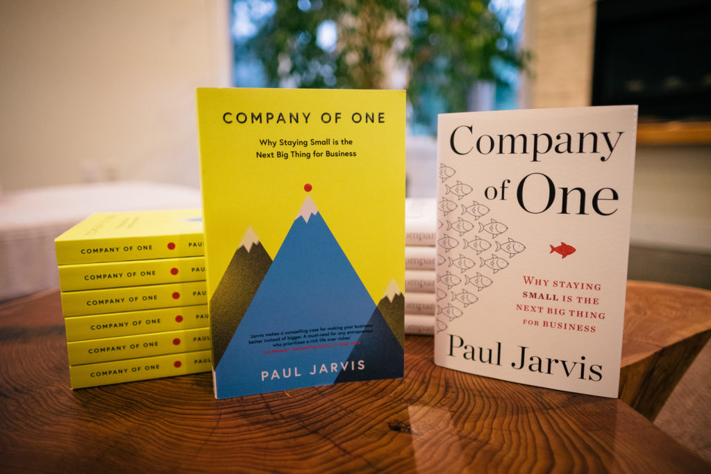 US and UK book covers of "Company of One"